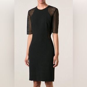 Stella McCartney April Dress Net Sleeve Bodice Sheath Dress LBD  38 Italy H1